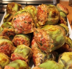 prepped artichokes
